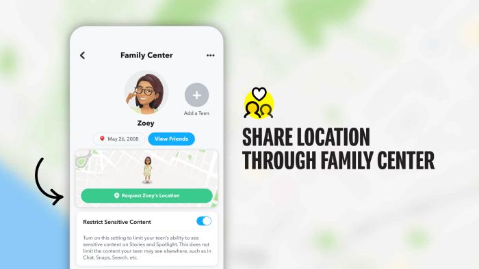 Snap is adding location tracking to family center. 