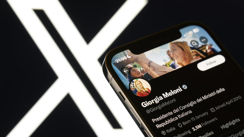 An editorial image shows an iPhone screen displaying Giorgia Meloni's personal account on the X social network platform. (Photo by Matteo Della Torre/NurPhoto via Getty Images)