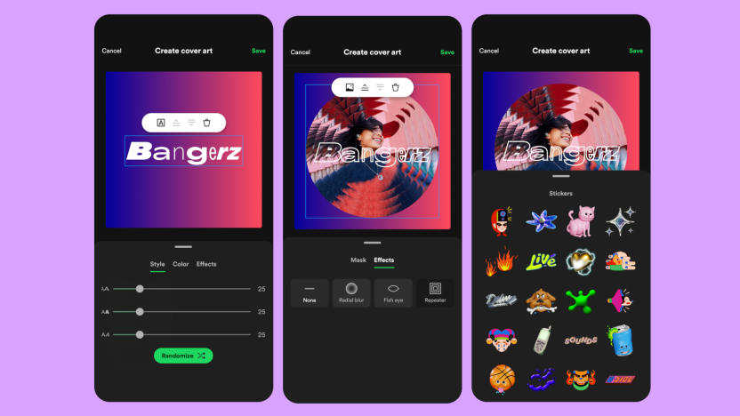 Screenshots of Spotify's interface.