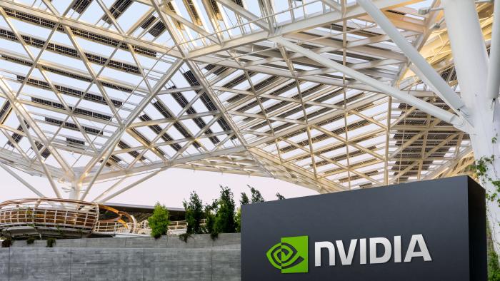 FILE PHOTO: The logo of NVIDIA as seen at its corporate headquarters in Santa Clara, California, in May of 2022. Courtesy NVIDIA/Handout via REUTERS/File Photo