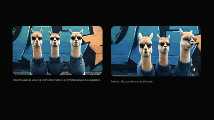 Google's Veo model turns an image of Alpacas into a video