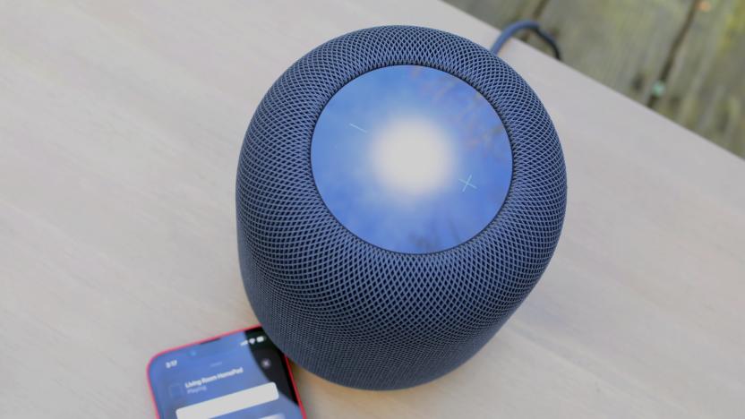 Top view of Apple HomePod smart speaker