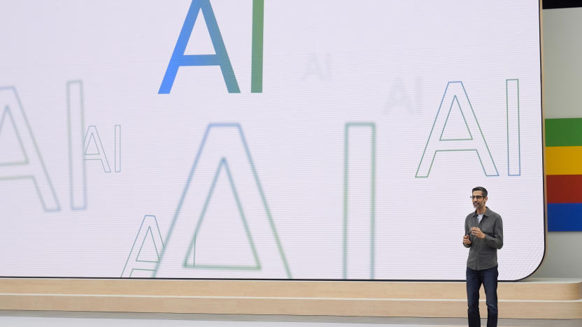 FILE - Alphabet CEO Sundar Pichai speaks at a Google I/O event in Mountain View, Calif., May 14, 2024. California lawmakers are weighing a bill that would regulate powerful artificial intelligence systems, but Meta and Google say the bill fundamentally misunderstands the industry and would hamper the state's growing AI market. (AP Photo/Jeff Chiu, File)