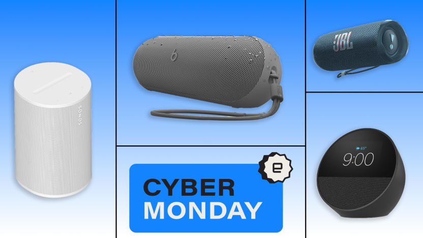 An array of four speakers that are on sale for Cyber Monday