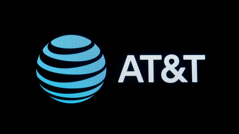 The AT&T logo against a black background.