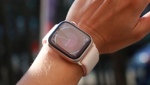 The Apple Watch Series 9 on a person's wrist.