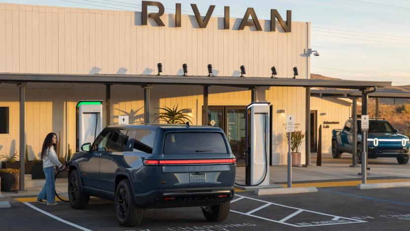 Rivian EV at one of the company's charging stations