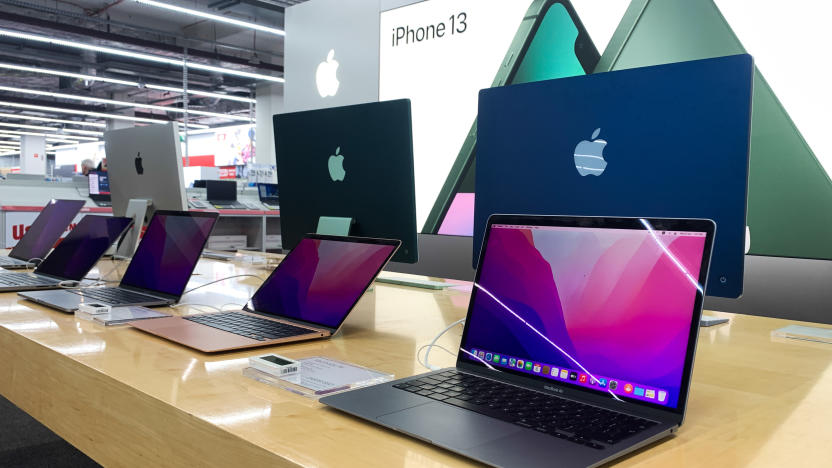 Apple products are seen in the store in Krakow, Poland on April 6, 2022. (Photo by Jakub Porzycki/NurPhoto via Getty Images)