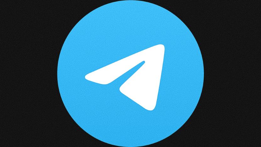 The Telegram logo on a dark gray background