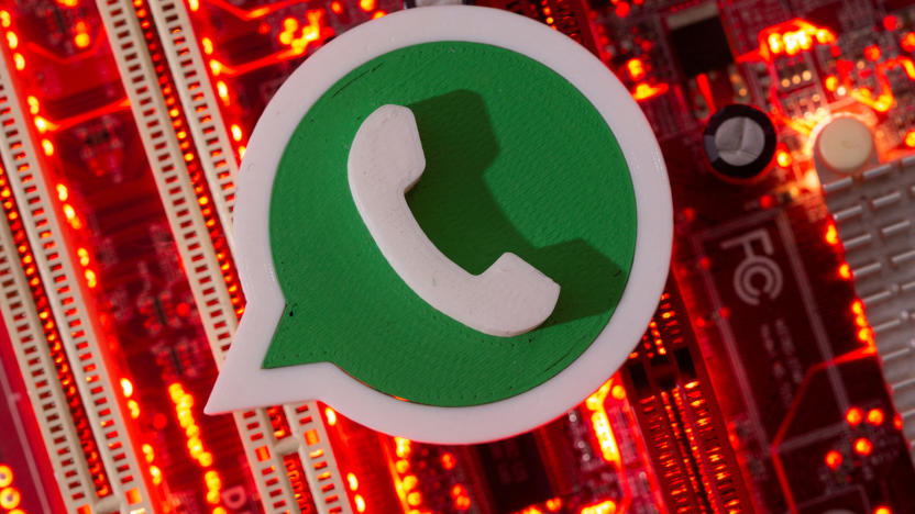 FILE PHOTO: A 3D printed Whatsapp logo is placed on a computer motherboard in this illustration taken January 21, 2021. REUTERS/Dado Ruvic/Illustration/File Photo