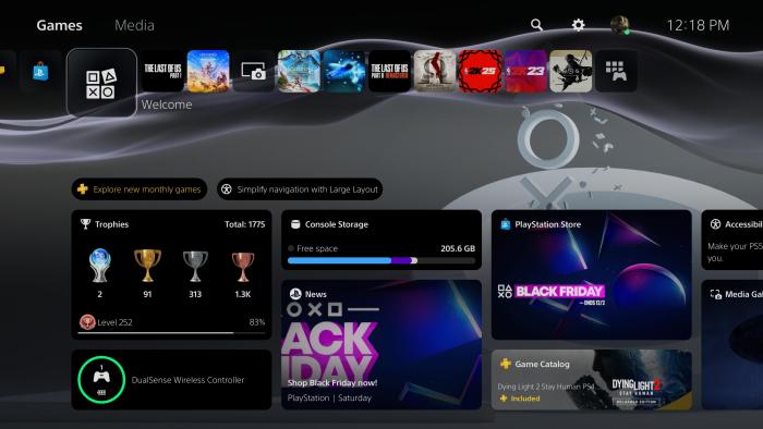 Screenshot of the PS1 theme on the PS5.