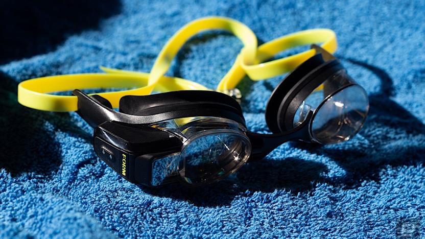 Image of Form's Smart Swim 2 Goggles on a blue towel.